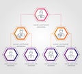 Business hierarchy hexagon chart infographics. Corporate organizational structure graphic elements. Company organization