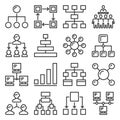 Business Hierarchy Structure Icons Set on White Background. Vector Royalty Free Stock Photo