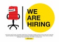 Business hiring and recruiting concept. We are hiring, banner concept, vacant position. Empty office chair