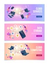 Business hosting service vector web banners set
