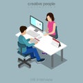 Business HR Interview 3d flat isometric vector ill