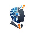 Business Human Head With Microchip Brain Symbolizing Artificial Intelligence And Smart Leadership Royalty Free Stock Photo