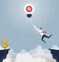 Businessman hung rope across the gap - Business concept vector