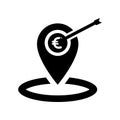 Bank location , bank target , target business, location, euro, target black icon