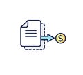 Business icon. The document with the coin: invoice, receipt, payment. Vector illustration.