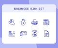 business icon icons set collection collections package gear padlock print medal paper white isolated background with outline style Royalty Free Stock Photo