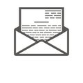 Business icon, management. Simple vector icon of an open envelope with contract inside. Flat style. Royalty Free Stock Photo