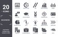 business icon set. include creative elements as progress report, business, businessman inside a ball, strategic, rectangular