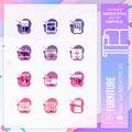 Business icon set vector with negative on colorful concept. Furniture icon for website element, app, UI, infographic, print