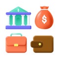 Business icon vector bag, case and bank building