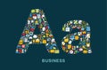 Business icons are grouped in