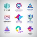 Business icons set. Abstract logos, company idntity design elements, creative symbols. Use for ad, banners, flyers, web Royalty Free Stock Photo