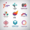 Business icons set. Abstract logos, company idntity design elements, creative symbols. Use for ad, banners, flyers, web Royalty Free Stock Photo