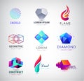 Business icons set. Abstract logos, company idntity design elements, creative symbols. Use for ad, banners, flyers, web Royalty Free Stock Photo