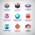 Business icons set. Abstract logos, company idntity design elements, creative symbols. Use for ad, banners, flyers, web Royalty Free Stock Photo