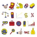 Business icons set. Business Negotiations, Doing Business Set of Isolated Vector Illustrations Royalty Free Stock Photo