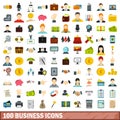 100 business icons set, flat style Royalty Free Stock Photo