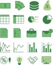 Business icons set (green) Royalty Free Stock Photo