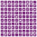 100 IT business icons set grunge purple Royalty Free Stock Photo