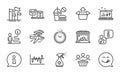 Business icons set. Included icon as Airplane wifi, Stock analysis, Flags. Vector