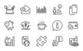 Business icons set. Included icon as Bar diagram, Coffee cup, Graph chart. Vector