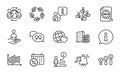Business icons set. Included icon as Buildings, Friends world, Diagram chart. Vector