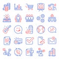 Business icons set. Included icon as Call center, Conversation messages, Checkbox. Vector
