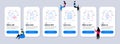 Business icons set. Included icon as Coffee maker, Scroll down, Swipe up. Vector