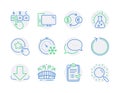 Business icons set. Included icon as Correct checkbox, Chemistry lab, Currency exchange signs. Vector