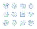 Business icons set. Included icon as Development plan, Dirty water, Smile chat signs. Vector