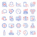 Business icons set. Included icon as Discounts bubble, Teamwork results, Idea. Vector