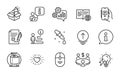 Business icons set. Included icon as Electricity bulb, Reject file, Swipe up. Vector