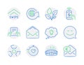 Business icons set. Included icon as Energy, Timer, Receive file signs. Mail, World globe, Smile symbols. Vector