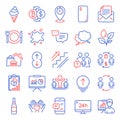 Business icons set. Included icon as Family questions, Mail correspondence, Swipe up. Vector