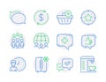 Business icons set. Included icon as Group people, Working hours, Approve signs. Vector