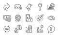 Business icons set. Included icon as Love award, Coins banknote, Startup rocket. Vector