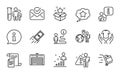 Business icons set. Included icon as Loyalty star, Medical analyzes, Stats. Vector