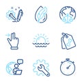 Business icons set. Included icon as Magistrates court, Touchscreen gesture, Timer signs. Vector