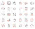 Business icons set. Included icon as Manual doc, Latte coffee and Flight time web elements. For website app. Vector