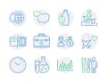 Business icons set. Included icon as Payment methods, Time, Line graph signs. Vector