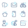 Business icons set. Included icon as Person idea, Love document, Smartphone clean signs. Vector