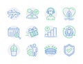 Business icons set. Included icon as Present delivery, Employee, Local grown signs. Vector