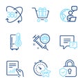 Business icons set. Included icon as Refrigerator, Shopping cart, Document signs. Vector Royalty Free Stock Photo