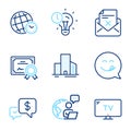 Business icons set. Included icon as Reject letter, Time zone, Payment received signs. Vector