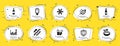 Business icons set. Included icon as Scroll down, Frying pan, Efficacy signs. Vector