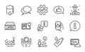 Business icons set. Included icon as Scuba diving, Winner, Water bottle. Vector