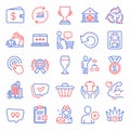 Business icons set. Included icon as Shop cart, Strong arm, Buyer think. Vector