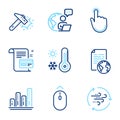 Business icons set. Included icon as Swipe up, Payment card, Weather thermometer signs. Vector