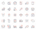 Business icons set. Included icon as Water bottles, Delivery truck and Hold heart web elements. For website app. Vector