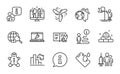 Business icons set. Included icon as Work home, Decreasing graph, Construction bricks. Vector